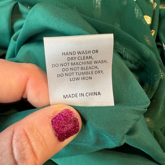 Hutch Confetti Chiffon Dress Emerald Green Gold Long Sleeve Cutout Sz 14 - Picture 8 of 15